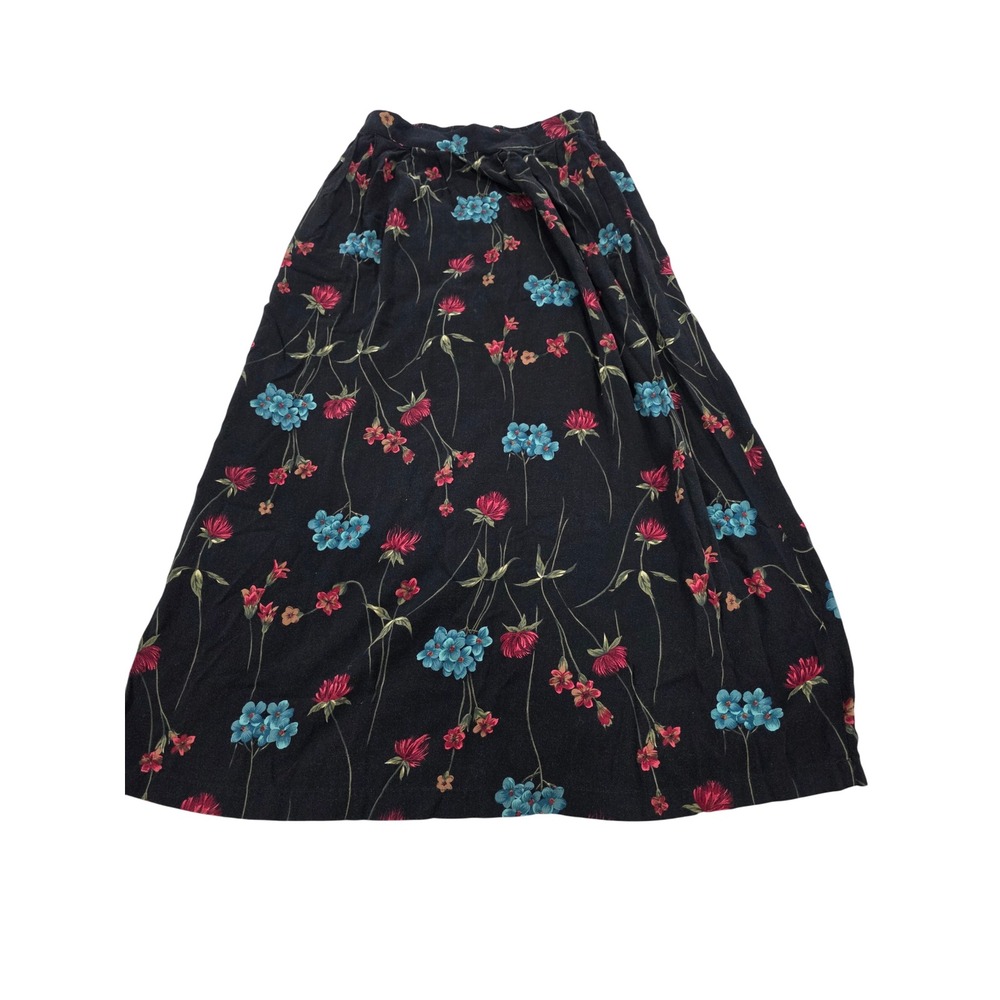 Floral Maxi Skirt Women's Black Red Blue‎ Cottagecore Boho Bohemian